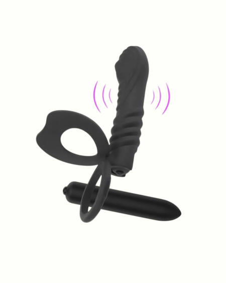 Double Penetration Vibrator | Cock Ring with Anal Beads & Dildo